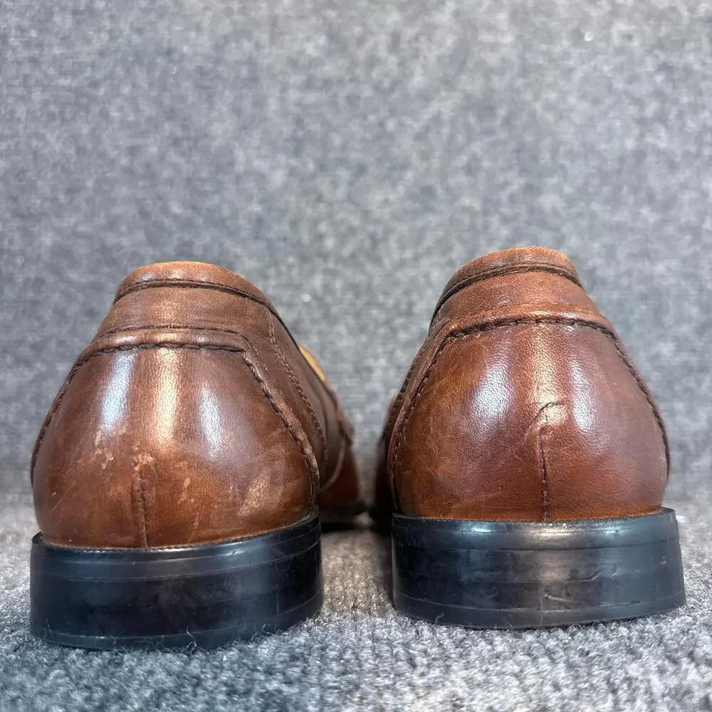 Chaps Brown Leather Tassel Loafers Kiltie Moc Toe Slip On Dress Shoes Size 10